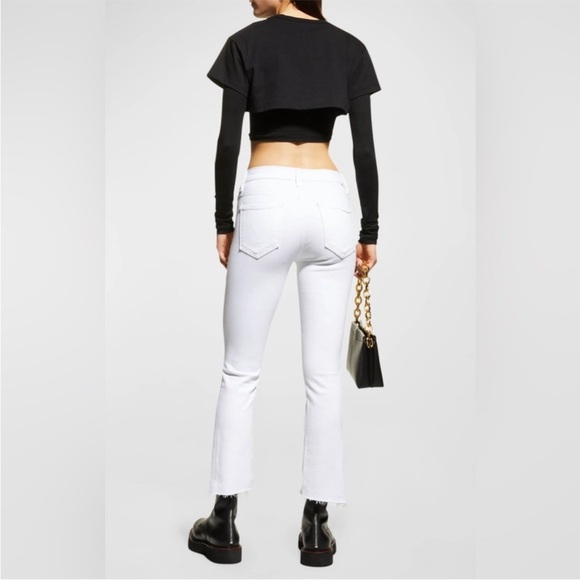 MOTHER The Insider Crop Step Fray in Fairest of them All White Jeans Denim 31 - Picture 7 of 16